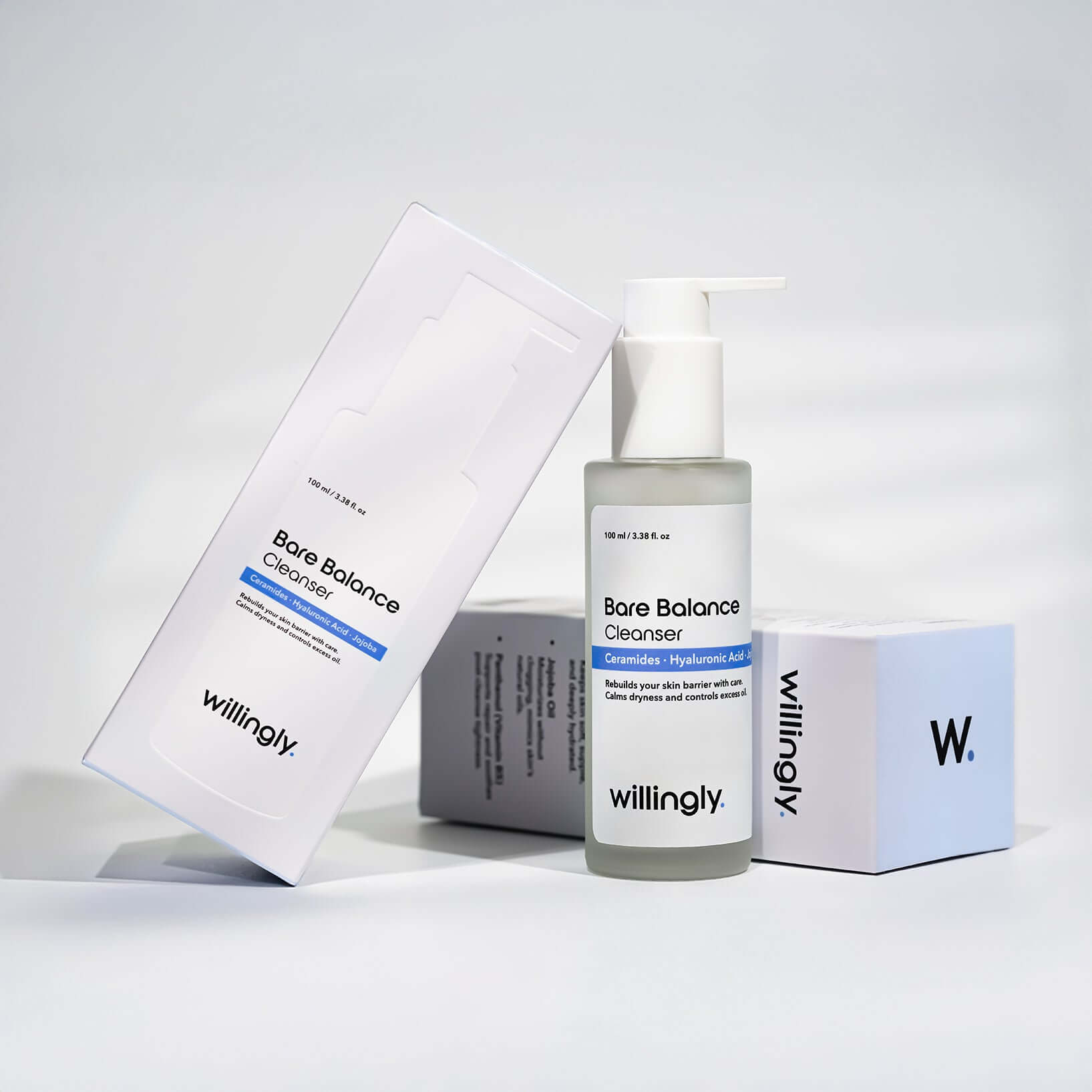 Bare Balance Cleanser with packaging box on a minimal clean background