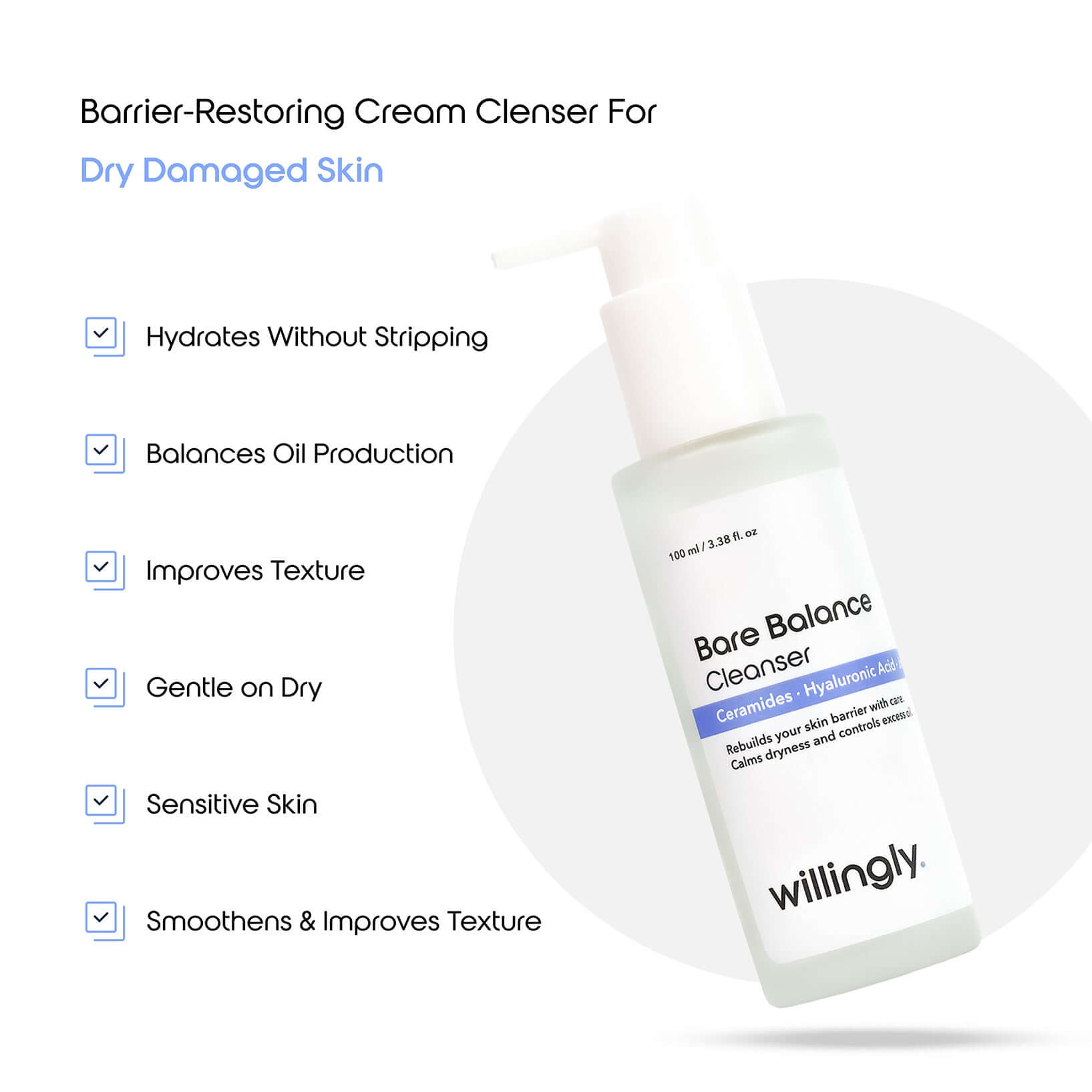 Bare Balance Cleanser benefits for hydrating without stripping, balancing oil production, and restoring skin texture