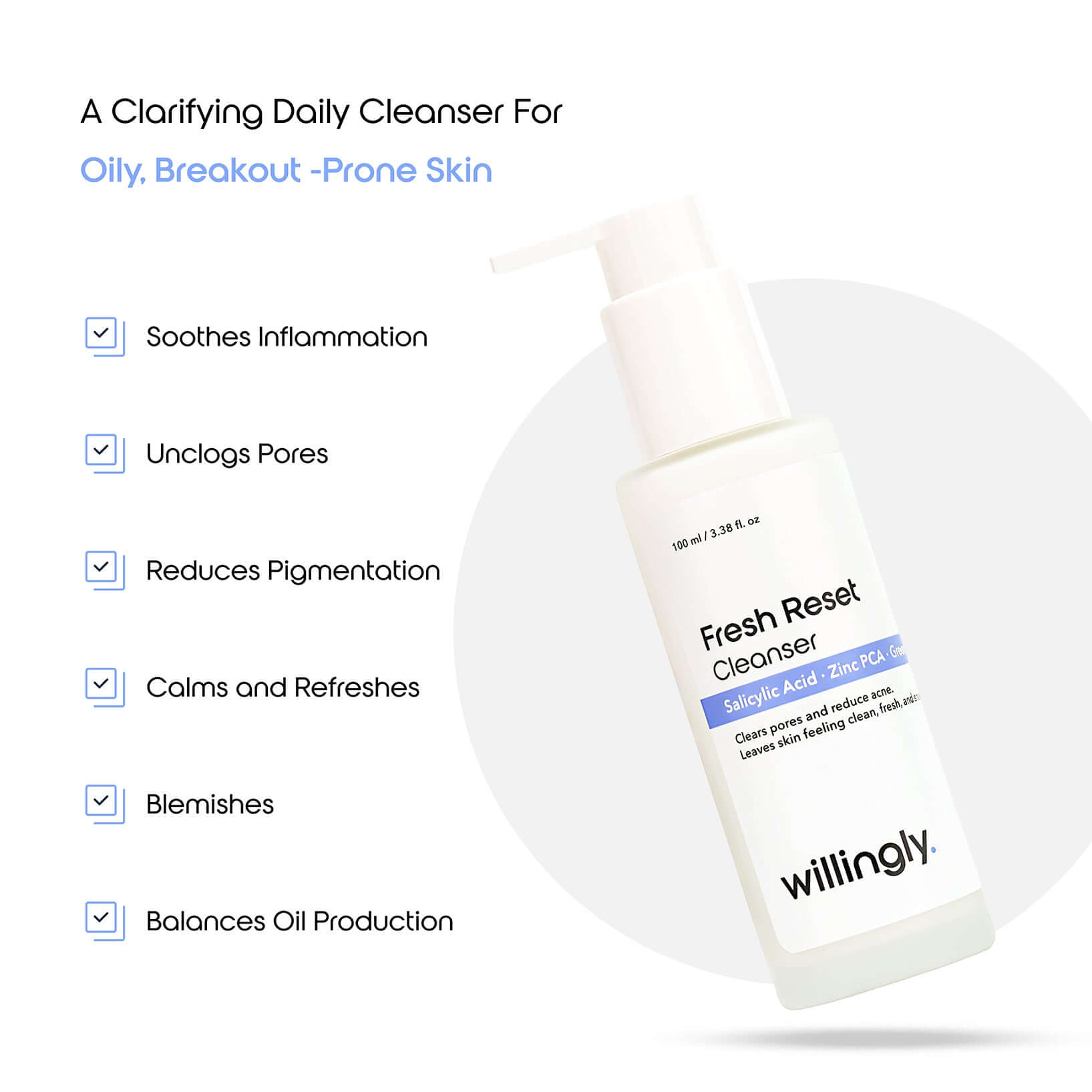 Fresh Reset Cleanser benefits for soothing inflammation, unclogging pores, and balancing oil production