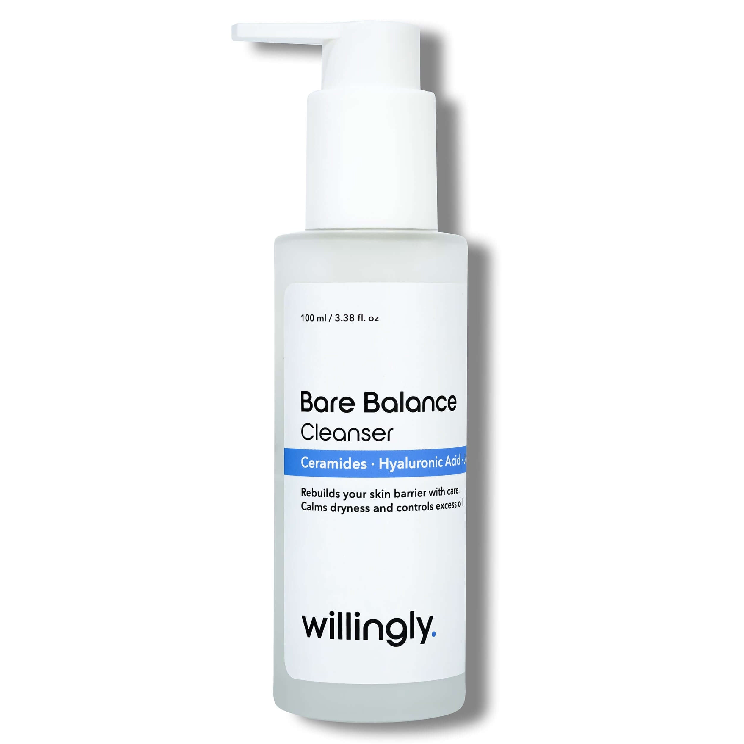 Willingly Bare Balance Cleanser with ceramides, jojoba oil, and hyaluronic acid for dry or damaged skin
