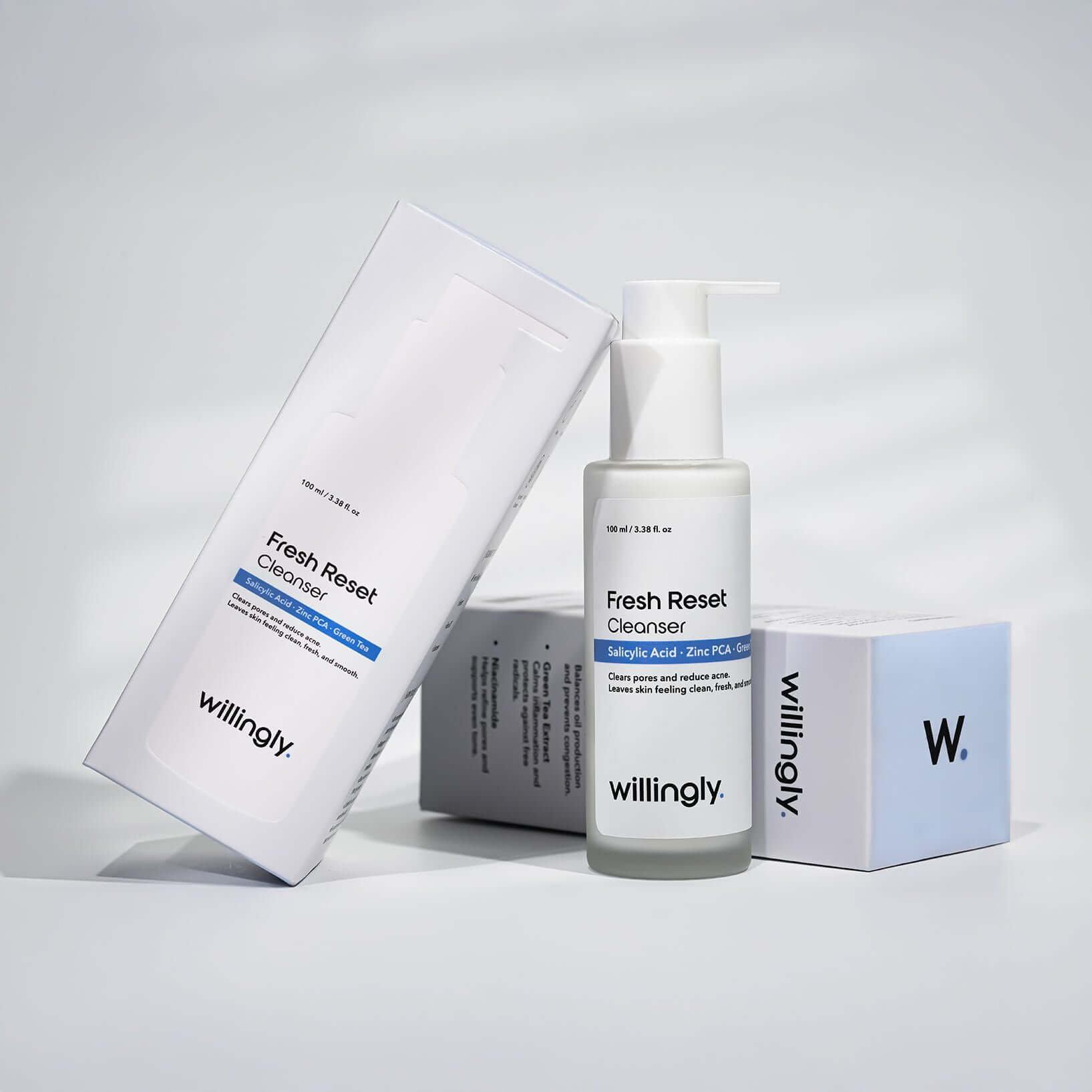 Fresh Reset Cleanser with packaging box on a clean minimal background
