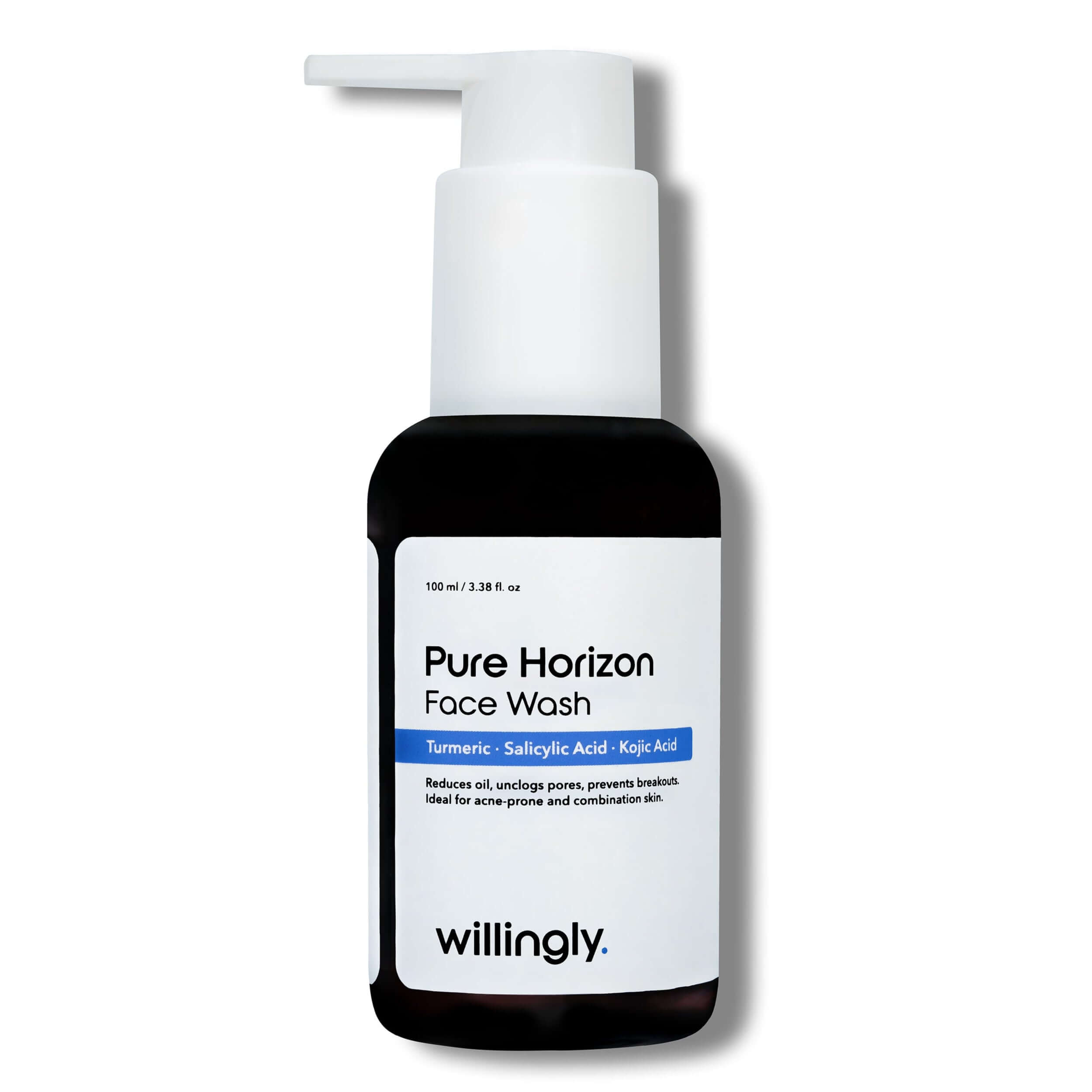 Willingly Pure Horizon Face Wash bottle with turmeric, salicylic acid, and kojic acid for acne and pigmentation